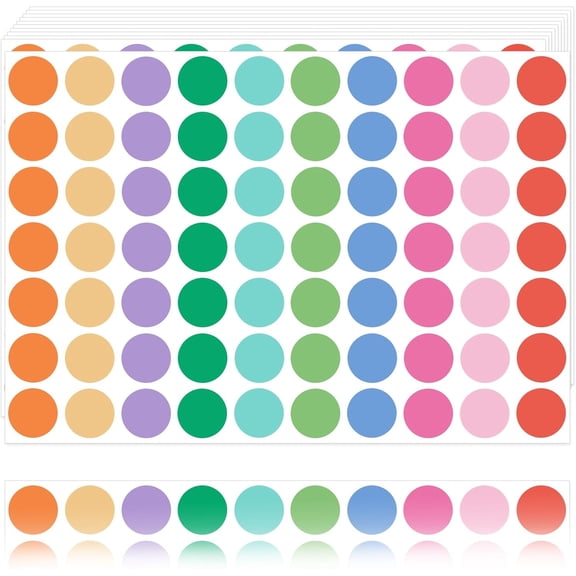 1" Colored Dot Stickers 1050 PCS Circle Round Stickers Colored Coding Labels (Colorful)