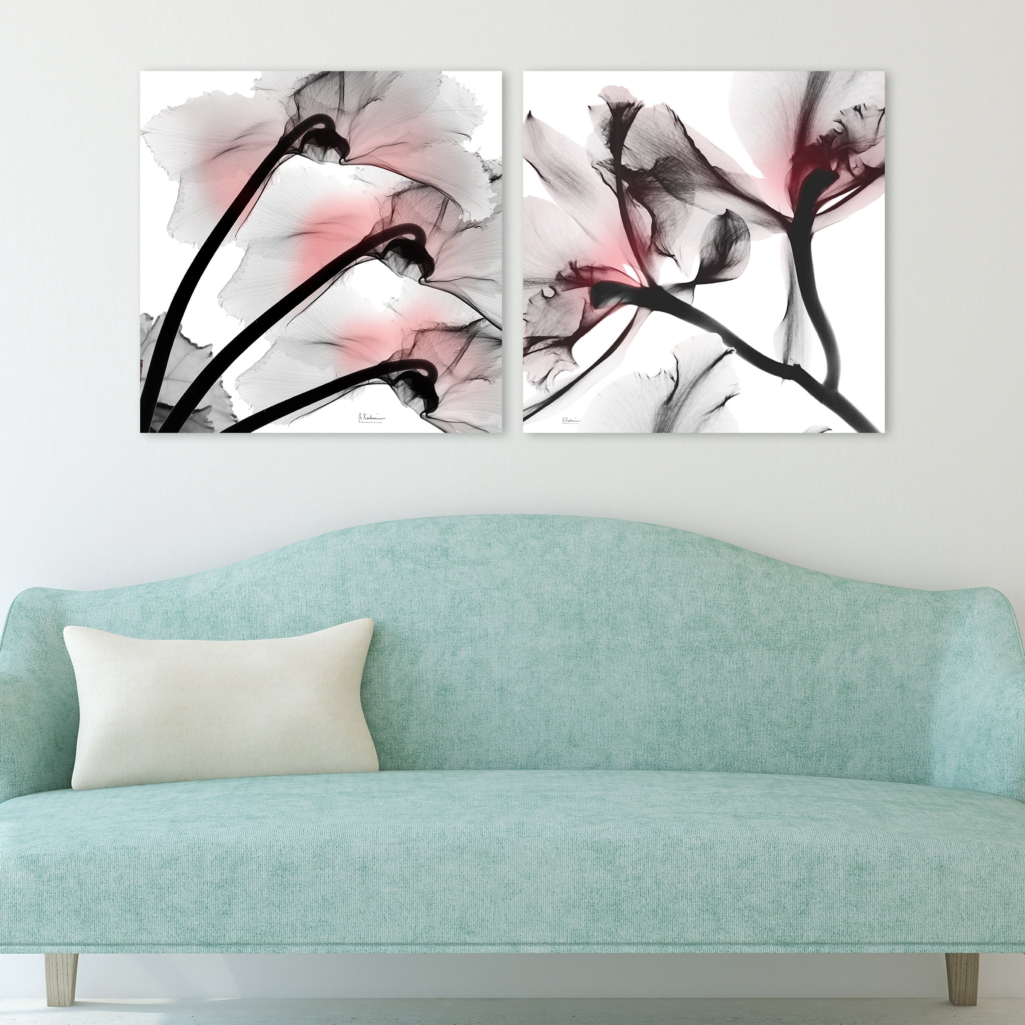 Empire Art Direct Coral Luster Driptych Frameless Free Floating Tempered Glass Panel Graphic Wall Art, 24" x 24" x 0.2" each, Ready to Hang