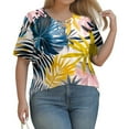 thumbnail image 5 of TQWQT Plus Size Blouses for Women Cute Plus Size Sexy Tops V Neck Criss Cross Short Sleeve Tunic Womens Tops Plus Size Floral Print Dressy Casual Tee Shirts Plus Size Womens Clothes 4XL, 5 of 6