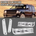 thumbnail image 5 of CROSSDESIGN Clear Corner Lights + Bumper Signal Lights Lamps Fit for Jeep Cherokee XJ 1997-2001, 5 of 9