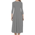 thumbnail image 4 of Hfyihgf Women's Fall Casual 3/4 Sleeve Dresses Crewneck Empire Waist Loose A-Line Flare Midi Dress Z1-Gray S, 4 of 9