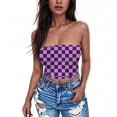 thumbnail image 2 of LNWUY Womens Tube Tops Going Out Summer Y2k Bandeau Trendy Crop Sleeveless Strapless Cute Plaid Printed Corset Gray M, 2 of 5