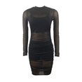 thumbnail image 4 of Kmbangi Femmes Col Rond Manches Longues Robe Transparente + Gilet + Short, 4 of 7