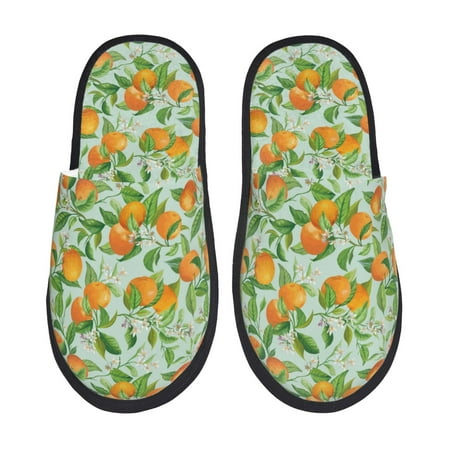 Balery Tangerine Slient Indoor Furry Fleece Comfort House Shoes Soft Non-Slip Home Shoes Cotton slippers House Slippers-- Medium