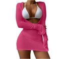 thumbnail image 2 of ylioge Womens Swimsuits Bikinis and Cover Ups Dresses 3 Piece Bathing Suits Push Up Tops High Waisted Thongs Long Sleeve Coverups Bikini Sets, 2 of 3