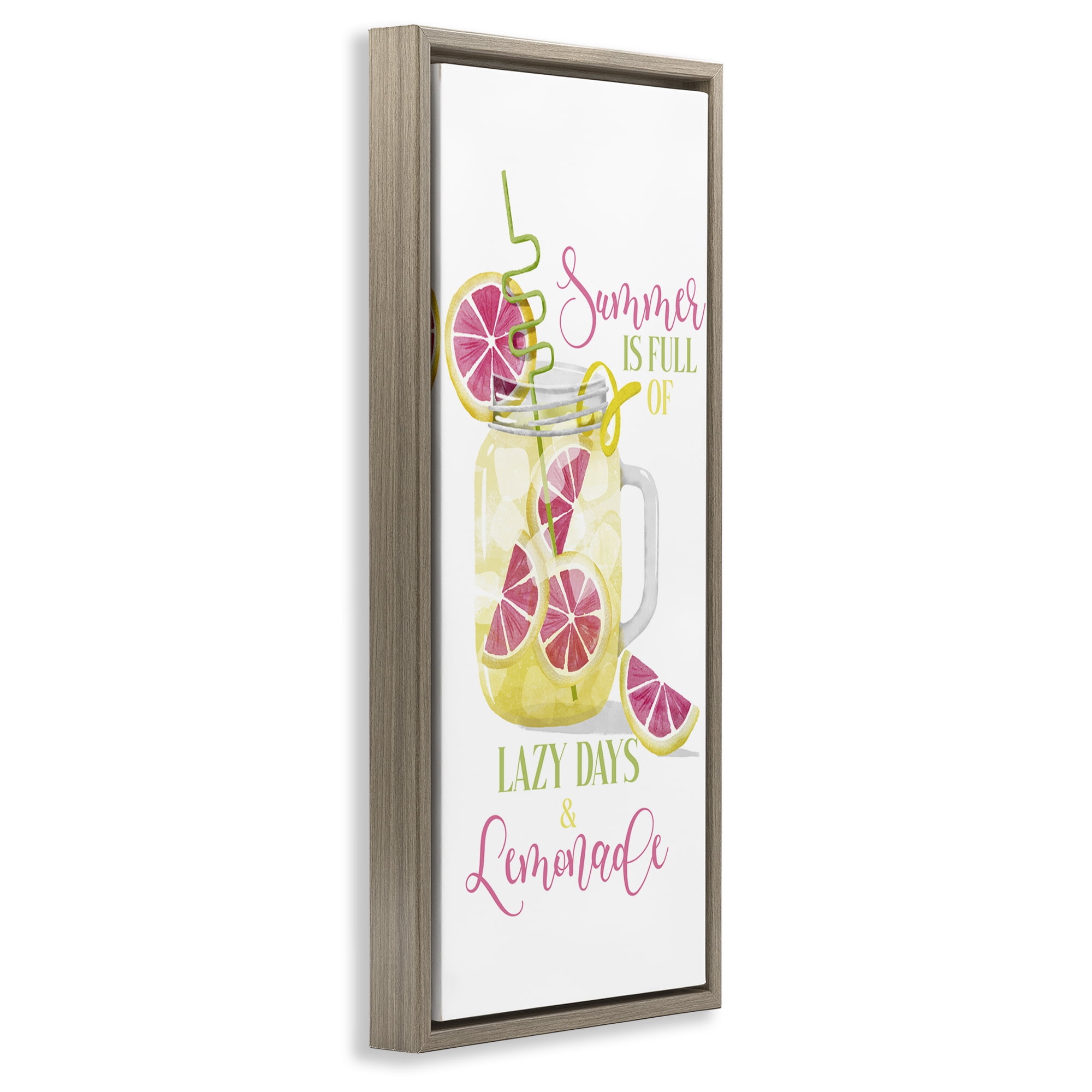 Stupell Industries Fun Summer Lemonade Food & Beverage Painting Brown Floater Framed Canvas Art Print Wall Art, 14 x 31