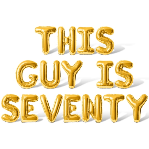 Letter Balloons - THIS GUY IS SEVENTY 16" Inch Alphabet Letters Foil Mylar Balloon 70th Birthday Party Banner (Gold)
