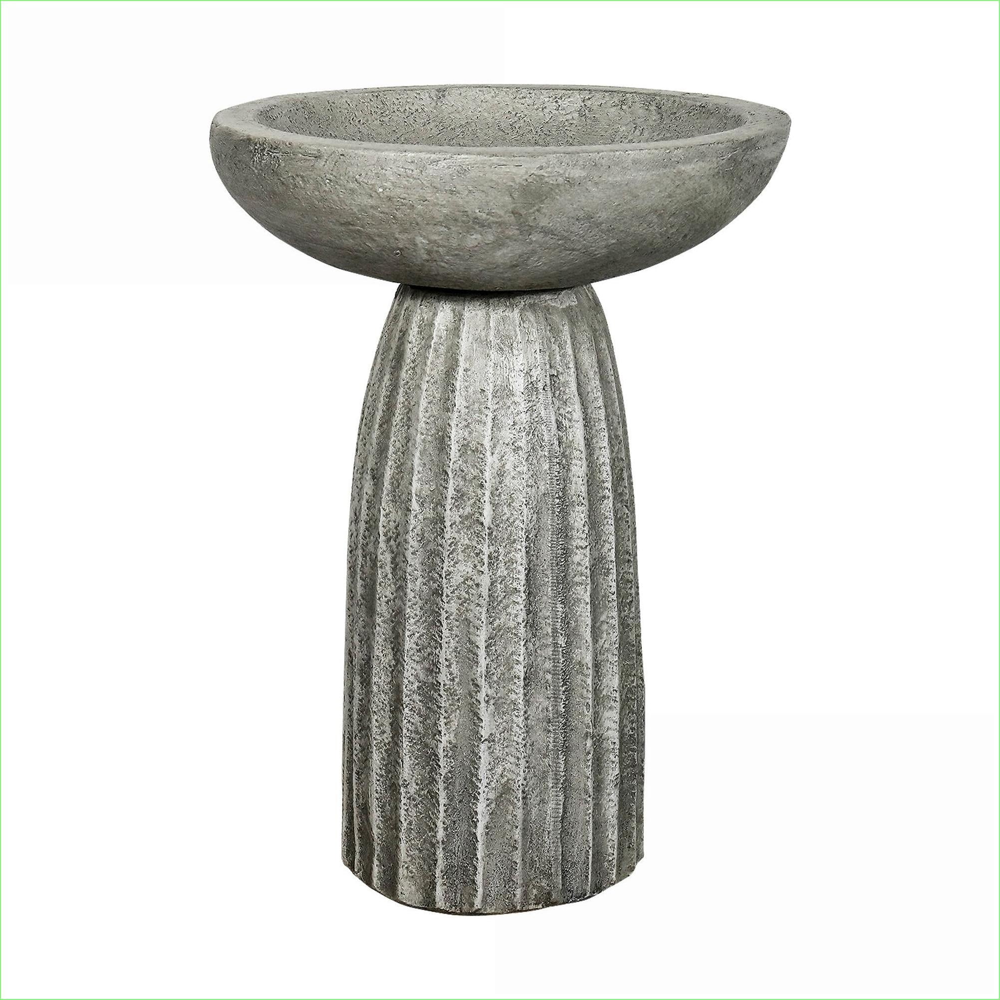 Bird Baths | 24.4" High Elegant Outdoor Bird Bath for Garden & Patio | Concrete Cement | Pedestal Birdbath