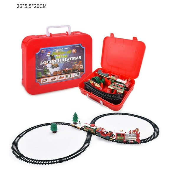 as shown Lights And Sounds Christmas Train Set Railway Tracks Toys Battery Operated Train Gift Electric Music Toy For Kids Children Holiday