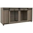 thumbnail image 2 of PawHut 71" Dog Crate Furniture with Removable Divider for 2 Small Dogs or 1 Large Dog, Dog Kennel Furniture with Storage, Double Doors, 2 of 9