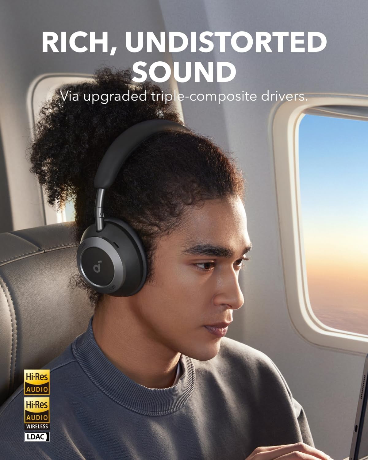 Soundcore Space One Pro by Anker, Adaptive Active Noise Cancelling Headphones Driven by 6 Mics