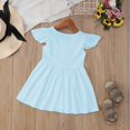 thumbnail image 5 of Toimothcn Baby Girls Dresses Ruffled Sleeve Solid Color Pleated Dress Soft Breathable Summer Dresses Comfy Girls Sundress, 5 of 5