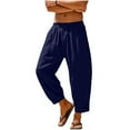 thumbnail image 4 of Xuniizn Linen Pants Men Casual Elastic Waist Beach Holiday Pants with Pockets Plus Size Loose Breathable Cotton Boho Jogger Pants, M-3XL, 4 of 8