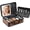 Brown, variant on 15"x11" Makeup Case with Lighted Mirror & Brush Holder - Travel Organizer, Customizable Storage, Rechargeable LED for Women (black)