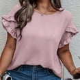 thumbnail image 5 of Liquidation d'Économies! Hauts Oversize pour Femmes en Liquidation, Hauts Blouse d'Été pour Femmes, T-shirt à Manches Courtes Décontracté Uni de Printemps pour Femmes Grande Taille, Haut/chemise à Manches Courtes à Col Rond, 5 of 5