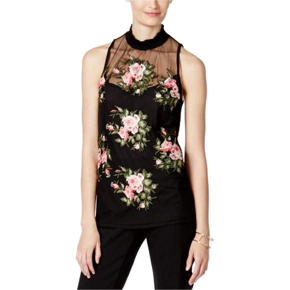 INC Blusa de punto Illusion para mujer, negra, mediana