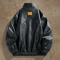 thumbnail image 4 of EHQJNJ Leather Jackets for Men Winter Men's Leather Coat Jacket Spring Autumn Standing Collar Racer Street Trend Style Jacket Real Leather Jacket Men with Hood Men Coats, 4 of 8