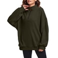 thumbnail image 5 of Rrxhxhs Sweatshirt for Women Solid Color Quarter Zip Mock Neck Long Sleeve Loose Casual Pullover Top, 5 of 6