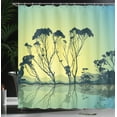 thumbnail image 4 of Ambesonne Country Shower Curtain, Tree Silhouettes Scenic, 69"Wx84"L, Yellow Blue, 4 of 5