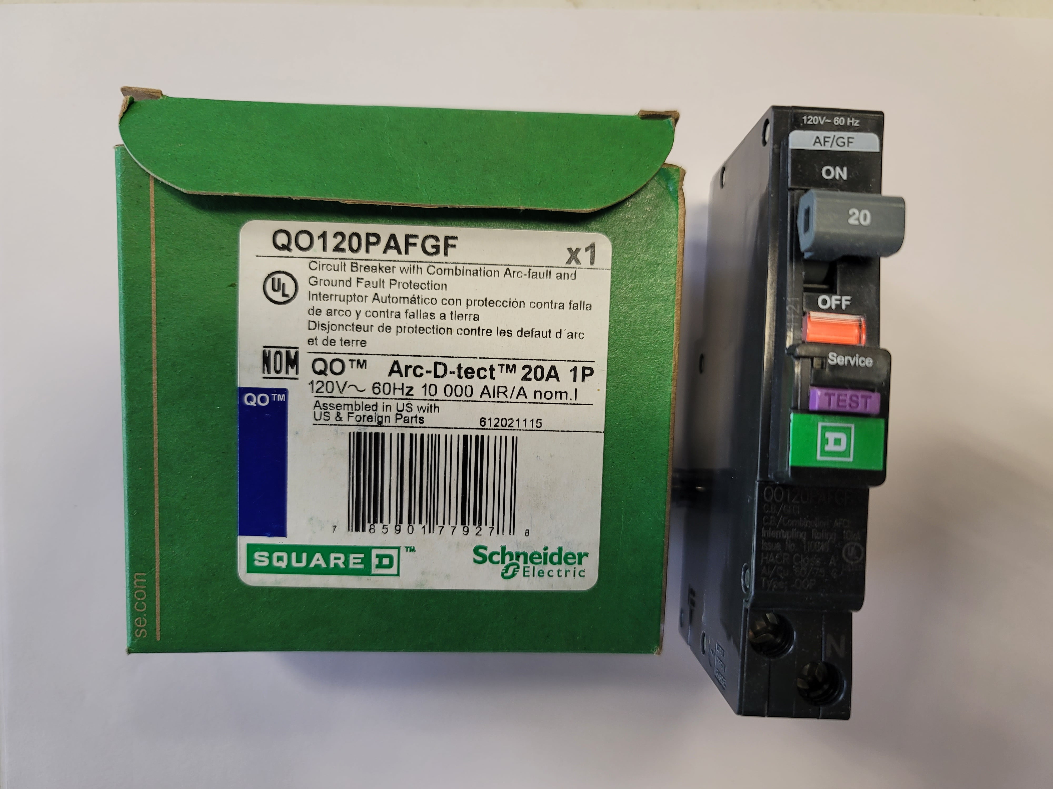 Square D HOM120PDFC Homeline Plug-On Neutral 20 Amp Dual Function Circuit Breaker (CAFCI & GFCI) | Pack Of 4