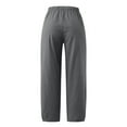 thumbnail image 5 of CHWGFWL Womens Summer Pants Women's Cropped Pants Solid Color Loose Fitting Harem Pants High Waist Cotton Linen Wide Leg Casual Cropped Pants Wide Leg Linen Pants for Women (Gray,L), 5 of 6