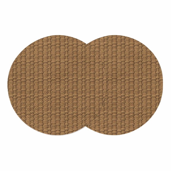 Vintage Rattan Round 15 Inch Placemats Set of 2, Minimalist Abstract Wicker Texture Brown HeatResistant Non Slip Place Mats for Dining Table, Wipeable Braided Kitchen Table Mats for Housewarming