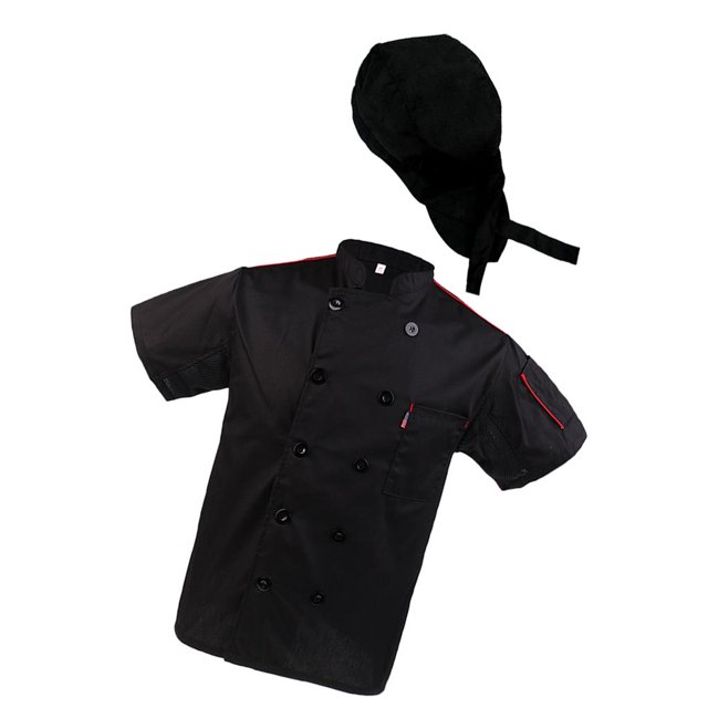 Chaqueta para hombre, uniforme de catering, chaqueta de manga corta con bolsillo para bolígrafo , con bolsillo para bolígrafo, c Zulema Chaqueta de chef para hombre