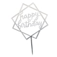 thumbnail image 1 of Langgg Square Happy Birthday Cake Topper Acrylic Insert Cake Card DIY Glitter Cupcake Smash Candle Stick, 1 of 9