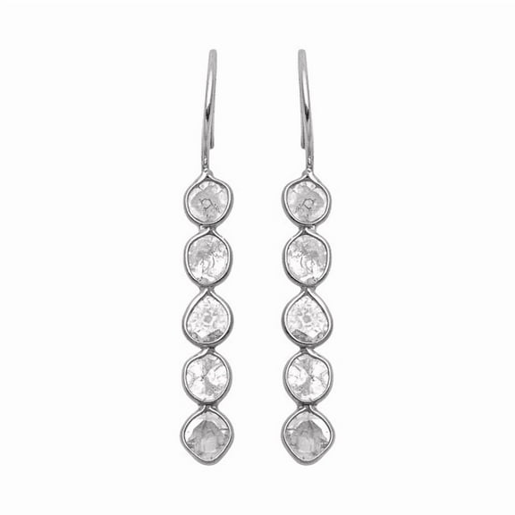 Mooneye 2.00 CTW Natural Diamond Polki Dangles 925 Sterling Silver Women Wedding Earrings