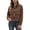 Coffee, variant on Corduroy Contrast Faux Leather Collar Jacket for Women, Zip Front Cropped, Vintage Casual Outerwear with Pockets, 1 Piece, XS-L
