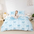 thumbnail image 3 of Erosebridal Kawaii Blue K Letter Monogrammed Girl Queen Duvet Cover Set,Girls Children Dreamy Bowtie Love Heart Bedding,Super Cozy Room Decor,3 Pieces,No Comforter, 3 of 5