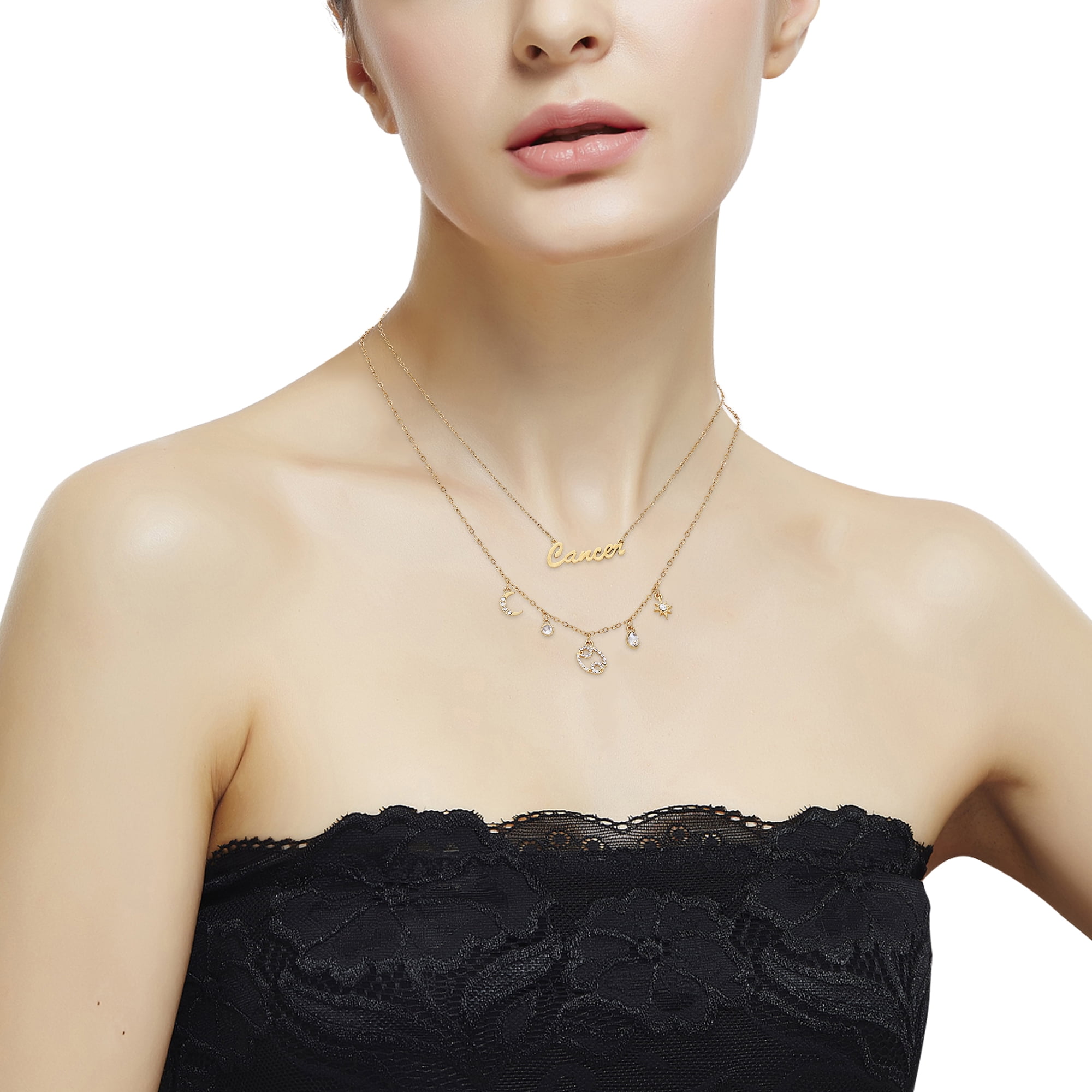 Time and Tru Women's Gold-Tone Layered Gemini Zodiac Charm