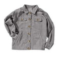 thumbnail image 4 of Womens Jackets Summer, Clearance Fashion Women Corduroy Jacket Turn Down Collar Long Sleeve Pockets Button Up Coat Grey 2XL, 4 of 5