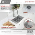 thumbnail image 3 of Stylish Undermount 32" Stainless Steel Low Divider 60/40 Double Bowl Kitchen Sink with 4 accs S-325XG, 3 of 11