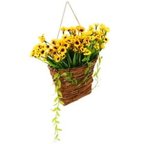 MLINS Artificial Fake Hanging Plants Flowers With Basket For Fall Outdoor Decor Faux Silk Flower In Planter For Home Porch Patio Lawn Garden Autumn Decoration