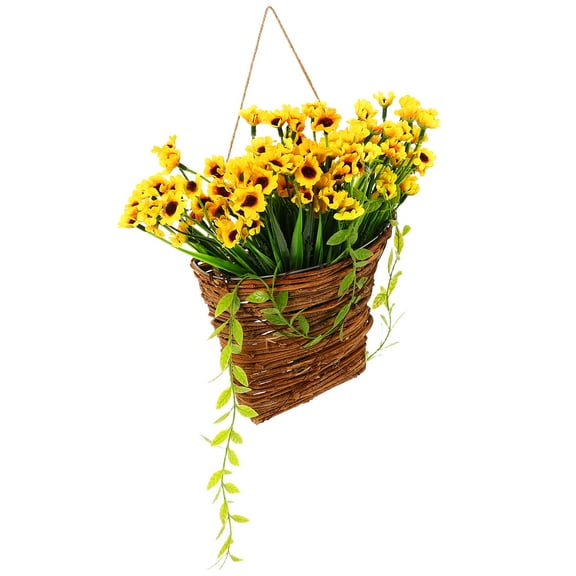 MLINS Artificial Fake Hanging Plants Flowers With Basket For Fall Outdoor Decor Faux Silk Flower In Planter For Home Porch Patio Lawn Garden Autumn Decoration