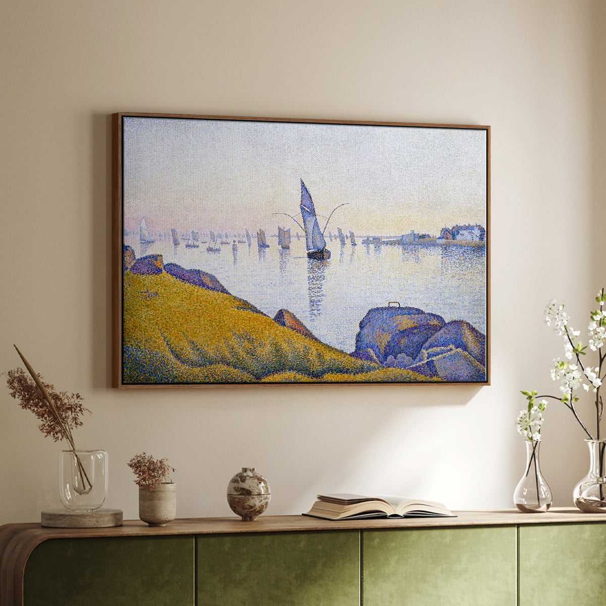 Vintage Landscape-XXXIII By Wexford Home Framed in Walnut Wood Gallery Wrapped Canvas 25 in. x 37 in.