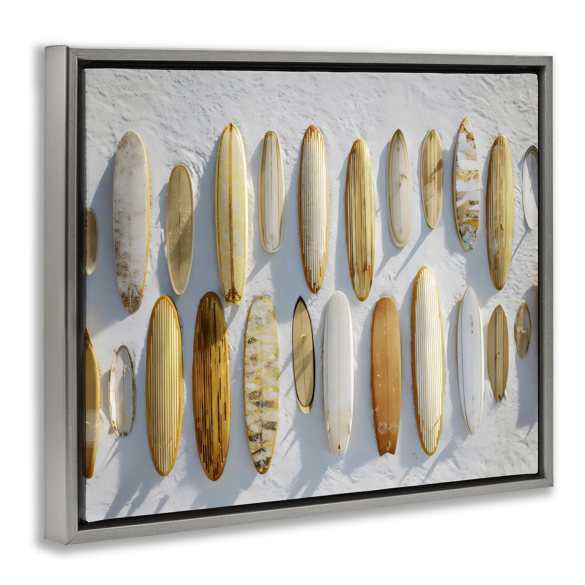 Stupell Industries Vintage Surfboard Collection Gray Framed Floater Canvas Wall Art, design by Franklyn Gregory