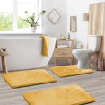 thumbnail image 1 of Set of 3 Clara Clark Bath Mat Bathroom Rug - Absorbent Memory Foam Bath Rugs - Non-Slip, Thick, Cozy Velvet Feel Microfiber Bathrug - Gold - Large 20"x32" - Small 17"x24" - Contour 24"x20", 1 of 6