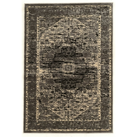 Linon Platinum Area Rug Collection, Gray and Black, 5' x 7'6"