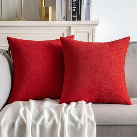 

MIULEE Pack of 2 Red Decorative Pillow Covers 16x16 Inch Soft Chenille Couch Throw Pillows Farmhouse Cushion Covers for Home Decor Sofa Bedroom Living Room