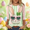 thumbnail image 2 of Alun Easter Graphic Print Casual Loose Fit 3/4 Sleeve T Shirts Womens Soft Breathable Round Neck Top for Happy Easter Celebration Plus Size Soft Comfort Spring Tees 22-Light Green XL, 2 of 5