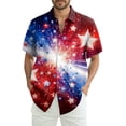 thumbnail image 2 of Men's American 250Th Anniversary Art Print Hawaiian Shirt 1776-2026 Patriotic Tee with America Script and Starburst Rays Blue L, 2 of 8