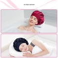 thumbnail image 4 of 2 piezas de gorro de satén para dormir, gorro de seda transpirable con rizos, gorro de seda ajustable, gorro de seda para dormir, gorro de satén suave para mujeres y niñas (negro), 4 of 5