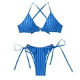 thumbnail image 4 of Bikini Sets For Women Two Piece String Lace Up Top Bottom Side Rope Tie Stripe Printing Swimsuits, 4 of 9
