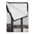 thumbnail image 2 of Shutters Soft Flannel Fleece Throw Blanket, Old Door of the Farmhouse Facade Architectural Detail Timber Framing, Cozy Plush for Indoor and Outdoor Use, 50" x 60", Charcoal White, by Ambesonne, 2 of 5