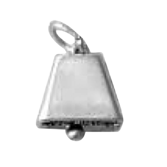 Sterling Silver 16" .8mm Box Chain Cow Bell Pendant Necklace