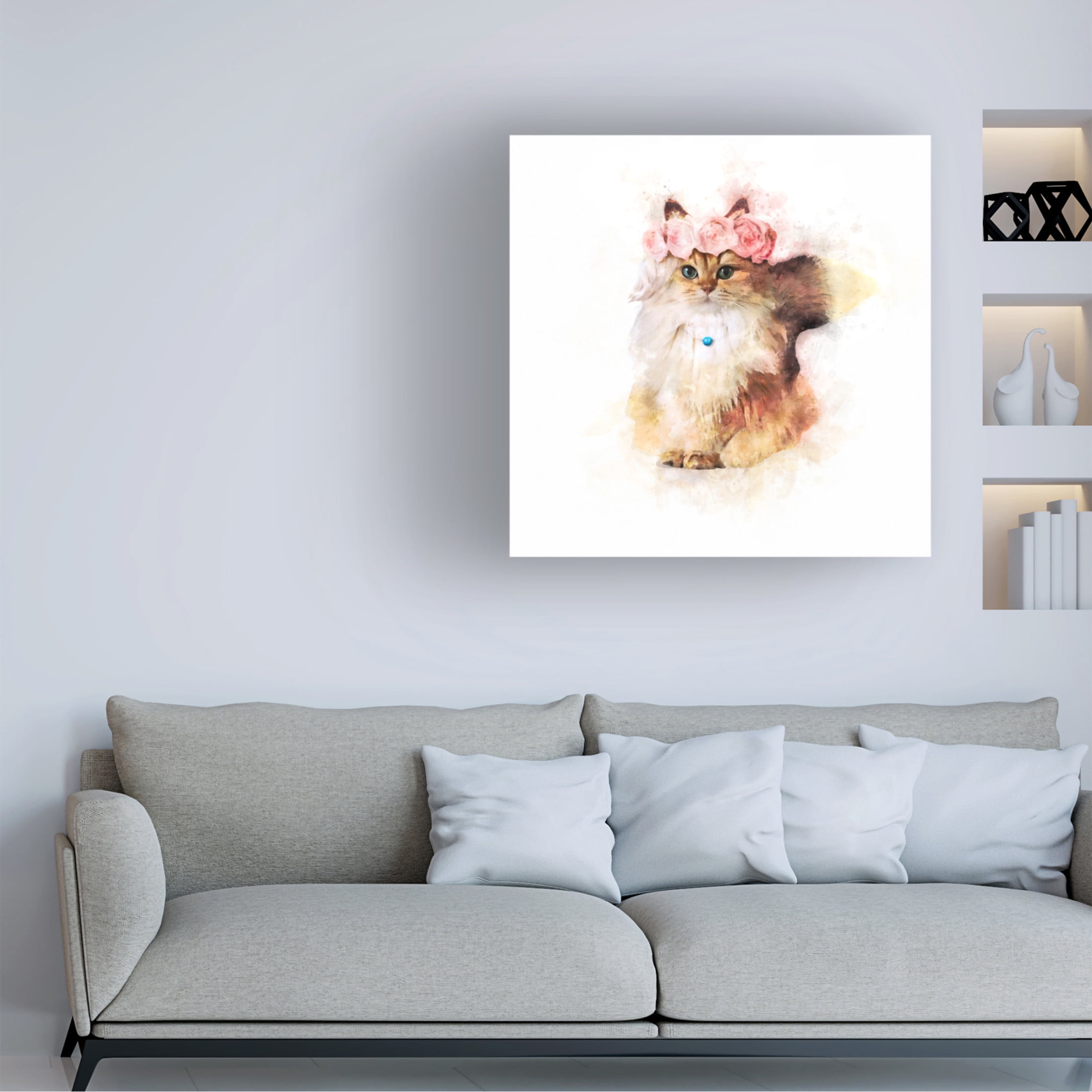 Trademark Fine Art Emel Tunaboylu  Rose Cat Canvas Wall Art