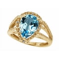 thumbnail image 2 of Star K � Pear Shape Genuine Blue Topaz Halo Split Shank Big Stone Ring, 2 of 9