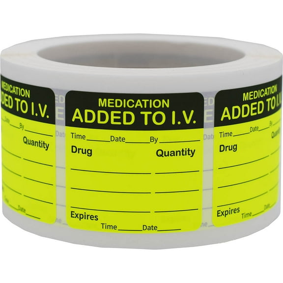 Labels - Medication Added To I.V. Pet Care Veterinary | 2 x 2" - 500 Pack